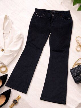 Noir Black Bootcut Pants Size 10R Stretch Cotton Mid Rise Career Chic